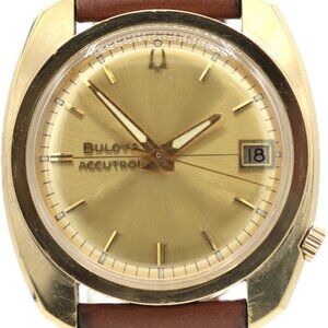 Vintage 36mm 1972 Accutron Men's Tuning Fork Wristwatch 218 USA Gold Plated